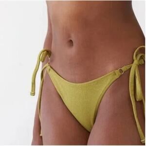 Revel Rey Swim Bottoms Womens X Small Victorias Yellow Side Tie‎ Bikini